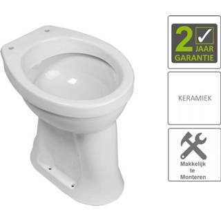 👉 Toiletpot wit keramiek vlakspoel staande staand toilet standaard BWS Verhoogd 6 AO 8719304326298