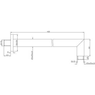 👉 Chroom Wiesbaden luxe douche-arm vierkant muurbev.40cm 8718053678429