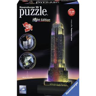 👉 Puzzel Ravensburger 3D gebouwen midi Empire State Building bij nacht 50 tot 500 stukjes 4005556125661