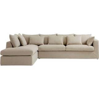 👉 Hoekbank beige zandkleur polyether Eline links - Leen Bakker 8714901605043