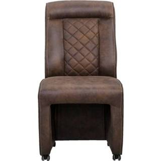 👉 Eetkamer stoel stof polyester bruin stoer Eetkamerstoel Christian - Leen Bakker 8714901656670
