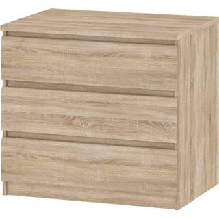 👉 Ladekast bruin MDF Naia 3 lades - eikenkleur 70 Leen Bakker 5706887944721