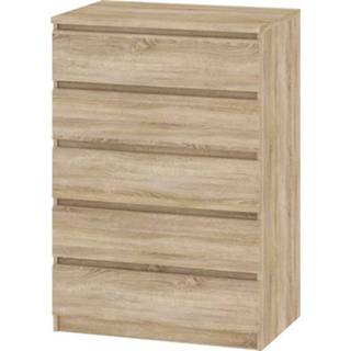 👉 Ladekast bruin MDF Naia 5 lades - eikenkleur 111 Leen Bakker 5706887943946