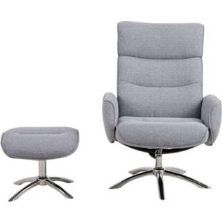 👉 Relaxfauteuil Moland - stof - lichtgrijs (incl. voetenbank) - Leen Bakker