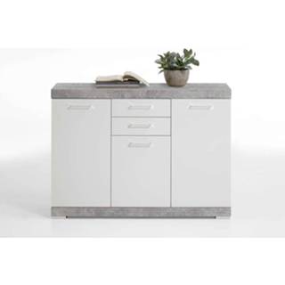 👉 Commode Bristol - betonkleur/wit edelglans - 120x90x35 cm - Leen Bakker