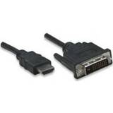 👉 Kabel adapter zwart mannen Manhattan 372510 3.05m HDMI DVI-D video 766623372510