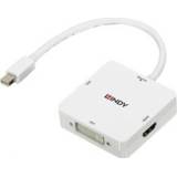 👉 DisplayPort wit Lindy 38297 0.15m Mini DVI-D + VGA (D-Sub) HDMI video kabel adapter 4002888382977