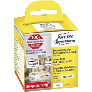 👉 Etiket wit Avery-Zweckform Etiketten (rol) 25 x 54 mm Folie 160 stuks Permanent A1976411 Universele 4004182617281