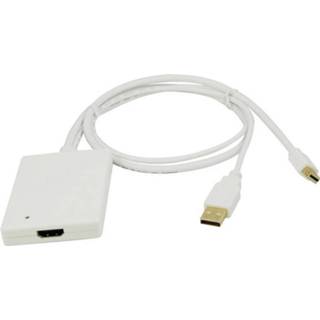 👉 DisplayPort wit Adapter / HDMI [1x Mini-DisplayPort stekker - 1x HDMI-bus, USB-A 2.0 stekker] LogiLink 4260113570647