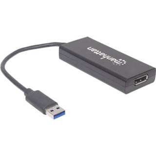 👉 Manhattan USB 3.0 / DisplayPort Adapter [1x USB 3.0 stekker A - 1x DisplayPort bus] Zwart Kleurcodering, Flexibel, Folie afscherming, UL gecertificeerd,