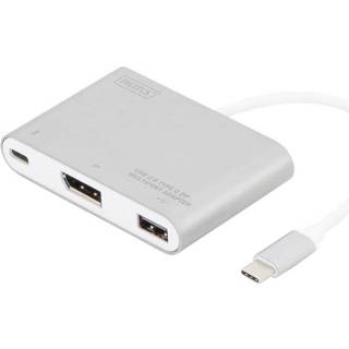 👉 DisplayPort aluminium zilver Adapter / USB [1x USB-C 2.0 stekker - 1x bus, bus A, bus] Aluminium, Digitus 4016032432289