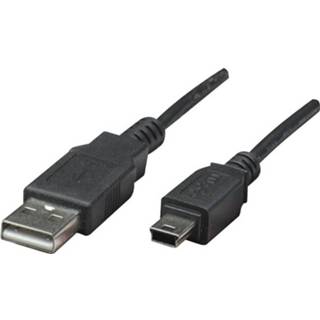 👉 Zwart mannen USB 2.0 Kabel Manhattan [1x USB-A stekker - 1x Mini-USB B] 1.8 m 766623333375