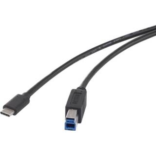 👉 Renkforce USB 3.1 Aansluitkabel [1x USB-C stekker - 1x USB 3.0 stekker B] 1 m Zwart Vergulde steekcontacten