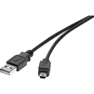 👉 USB 2.0 Kabel Renkforce [1x USB-A 2.0 stekker - 1x Mini-USB 2.0 stekker B] 5 m Zwart