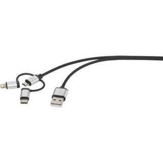 👉 Apple iPad/iPhone/iPod, USB 2.0 Kabel Renkforce [1x USB-A stekker - 1x Micro-USB B, dock-stekker Lightning, USB-C stekker] 0.5 m 4016139183749