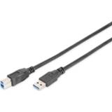 👉 Zwart USB 3.0 Kabel Digitus [1x stekker A - 1x B] 1.8 m 4016032383703