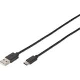 👉 Zwart USB 2.0 Kabel Digitus [1x USB-C stekker - 1x USB-A stekker] 1.8 m 4016032383789