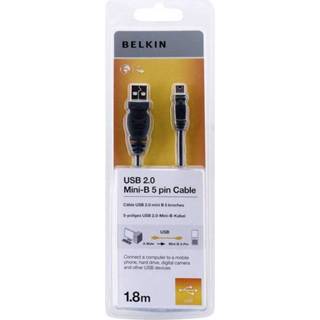 👉 Zwart USB 2.0 Kabel Belkin [1x USB-A stekker - 1x Mini-USB B] 1.8 m 745883713356