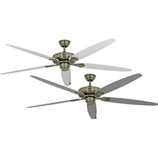 👉 Plafondventilator wit grijs CasaFan CLASSIC ROYAL 180 MA (Ã) cm Kleur ventilatorbladen: Wit, Lichtgrijs behuizing: Antiek-messing 4024397348022