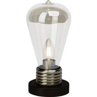 👉 Tafellamp zwart LED E14 7 W Brilliant Evergreen 98975/31 Messing-antiek (geborsteld), (mat) 4004353292057