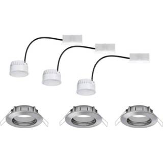 👉 Inbouwlamp wit ijzer LED-badkamer 20.4 W 230 V Warm-wit Paulmann Coin 93976 (geborsteld) Set van 3 4000870939765