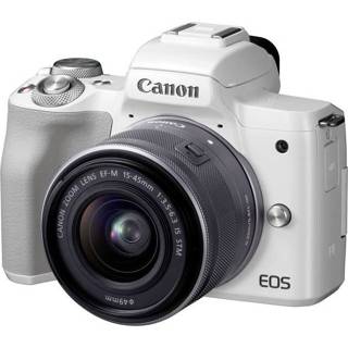 Systeemcamera wit Canon EF-M 15-45 Kit Incl. mm Behuizing (body), accu, standaard-zoomlens 24.1 Mpix 4K Video, Bluetooth, Klapbaar 4549292109177
