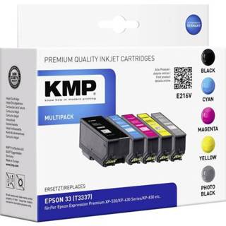 👉 Inkt cartridge zwart cyaan magenta geel KMP vervangt Epson T3337, 33 Compatibel Combipack Zwart, Cyaan, Magenta, E216V 1633,4855 4011324218114