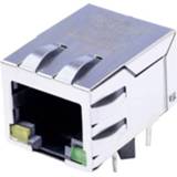 👉 Transformator metaal MagJack 10/100Base-TX 4 met LEDs Tab down Bus, inbouw horizontaal Aantal polen: 8P8C Vernikkeld, BEL Stewart Connectors 2050002292611