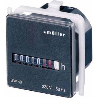 Müller BW4018 Bedrijfsurenteller Roltelwerk, Paneelinbouw, 45 x 45 mm, 7-cijferig, 230 V / 50 Hz