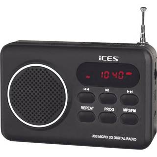 👉 Zwart ICES IMPR-112 FM Transistorradio SD, FM, USB Herlaadbaar 8711902033974