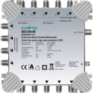 👉 Axing SES 544-06 Satelliet multiswitch unicable Ingangen (satelliet): 5 (4 satelliet / 1 terrestrisch) Aantal gebruikers: 4