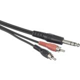 👉 Adapterkabel zwart Audio [2x Cinch-stekker - 1x Jackplug male 6.3 mm] 3 m Paccs 4260012639087