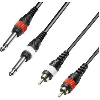 👉 Adapterkabel zwart Audio [2x Cinch-stekker - 2x Jackplug male 6.3 mm] 3 m Paccs 4260012630053