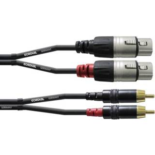 👉 Adapterkabel zwart Audio [2x XLR-bus - 2x Cinch-stekker] 1.50 m Cordial 4250197610735