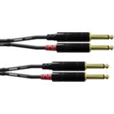 👉 Adapterkabel zwart Audio [2x Jackplug male 6.3 mm - 2x mm] 1.50 m Cordial 4250197620512