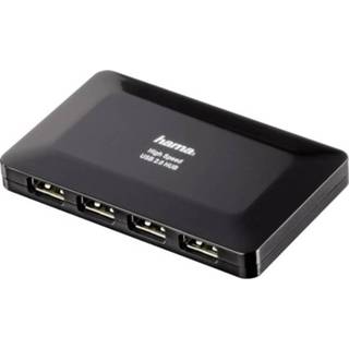 👉 Zwart Hama 4 poorten USB 2.0 hub 4007249784728