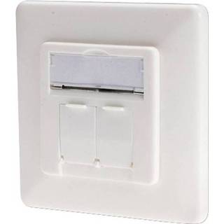 👉 Wit Netwerkdoos Inbouw Inzet met centraalstuk en frame CAT 6 2 poorten Digitus Professional DN-9005-KL-N Zuiver 4016032241409