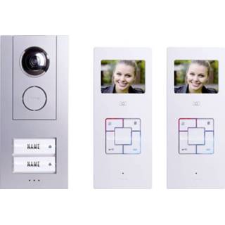 👉 Wit zilver M-e modern-electronics Vistus VD6320 Video-deurintercom Kabelgebonden Complete set voor 2 gezinswoning Zilver, 4250109170098