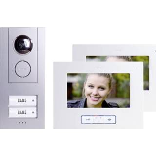 👉 Wit zilver M-e modern-electronics Vistus VD 6720 Video-deurintercom Kabelgebonden Complete set voor 2 gezinswoning Zilver, 4250109170128