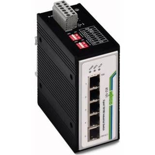 👉 Switch Industriële unmanaged WAGO 852-101 Aantal ethernet-poorten 5 LAN-overdrachtsnelheid 100 Mbit/s Voedingsspanning (num) 12 V/DC, 24 48 V/DC 4045454665937