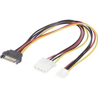 👉 Zwart rood geel Stroom Y-adapter [1x SATA-stroomstekker - 1x IDE-stroombus 4-polig, Floppy-stroombus] 0.20 m Zwart, Rood, Renkforce 4016138675573