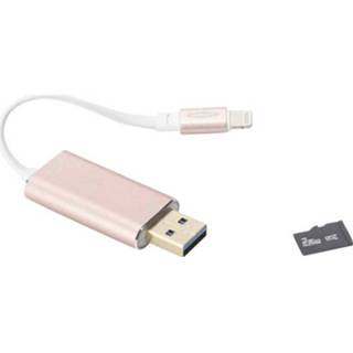 👉 Geheugenkaartlezer rose goud Ednet Smart Memory gold Externe USB 3.1, Apple Lightning, microSD 4054007315229