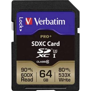 👉 Verbatim PRO+ SDXC-kaart 64 GB Class 10, UHS-I, UHS-Class 3 23942491972