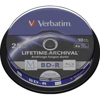👉 Verbatim 43825 M-Disc Blu-ray 25 GB 10 stuks Spindel Bedrukbaar 23942438250 360000989065