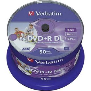 👉 DVD+R DL disc 8.5 GB Verbatim 43703 50 stuks Spindel Bedrukbaar 23942437031 360000989065