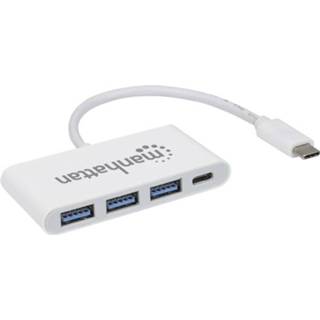 👉 Wit mannen Manhattan USB 3.0 hub 3+1 poorten met snellaadpoort 766623163552