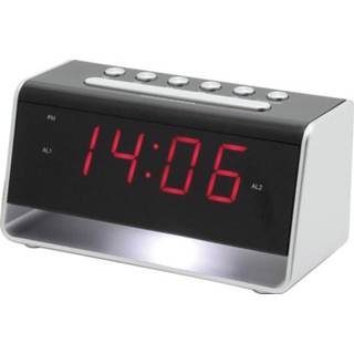 👉 Wekker zwart zilver SoundMaster UR8100SI Zilver, Alarmtijden 2 4005425006350