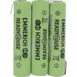 Accupack NiMH 3.6 V 800 mAh AAA (potlood) Z-soldeerlip Emmerich ReadyToUse 3AAA-ZLF 4016138621945