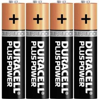 👉 Batterij alkaline AAA (potlood) Duracell Plus Power LR03 1.5 V 4 stuks 5000394038141
