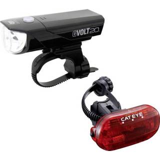 👉 Fietsverlichting set zwart rood Fietsverlichtingsset LED Cateye GVOLT20 + OMNI3G werkt op batterijen Zwart, 4990173029303
